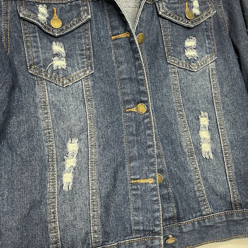 Boho Embroidered Tassel Denim Jacket Festival Tribal Fringe Jean Jacket Womens S
